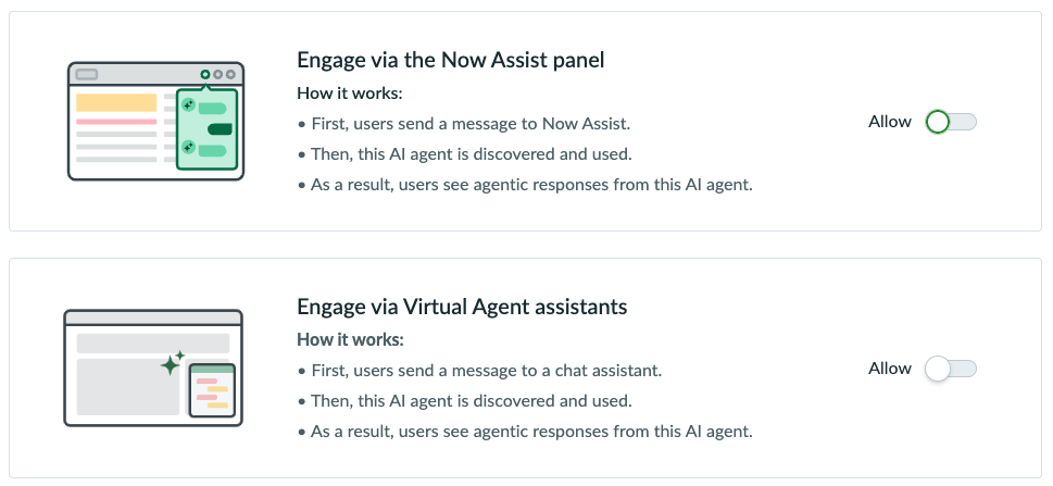 Select channels and status page