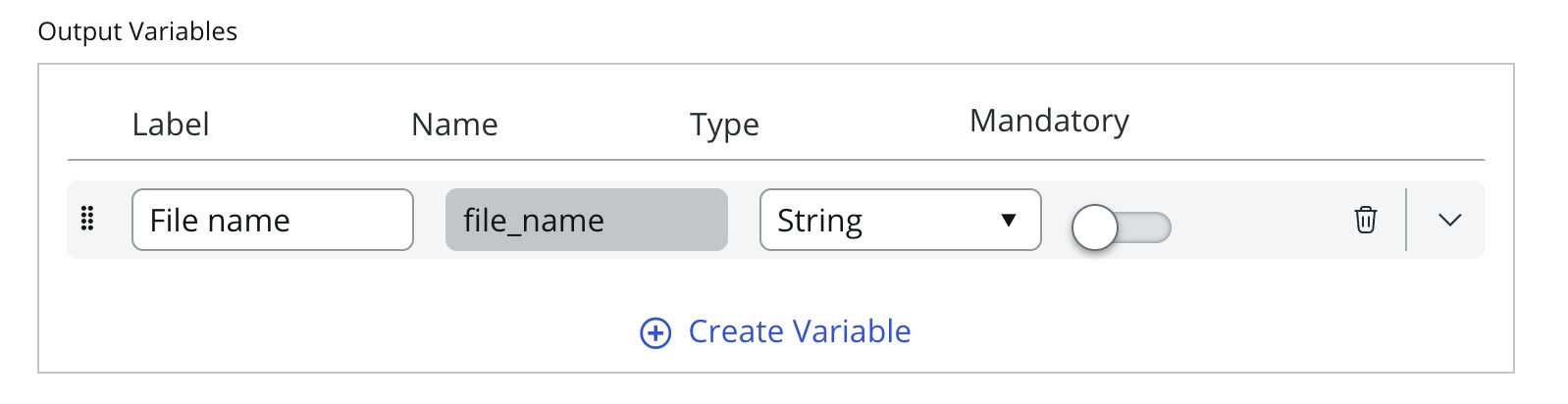 Script step output variable